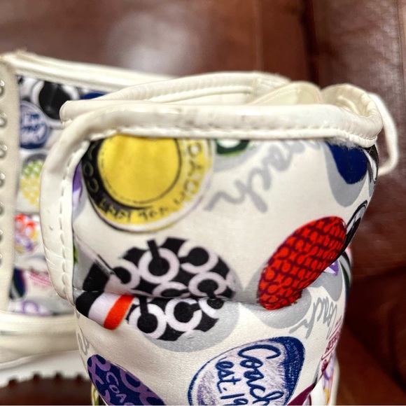 Coach Dorean Colorful Monogram Logo Print Winter Boots Size 7.5 - Picture 11 of 16